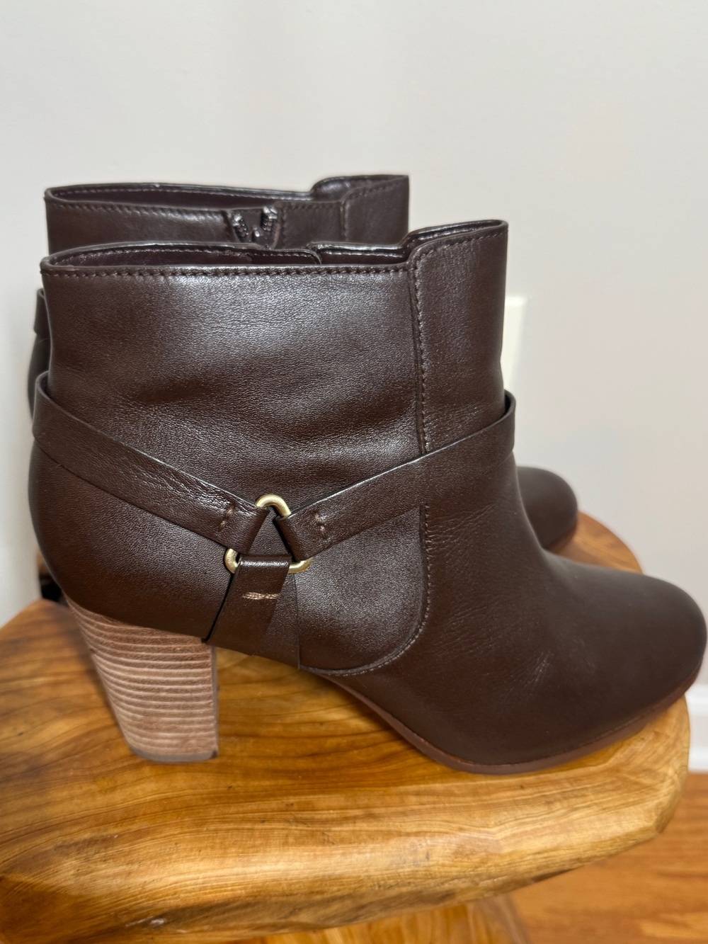 Cole Haan Brown Leather Women's Calixta Harness Ankle Booties Moto Boots Sz. 10B - Picture 6 of 11